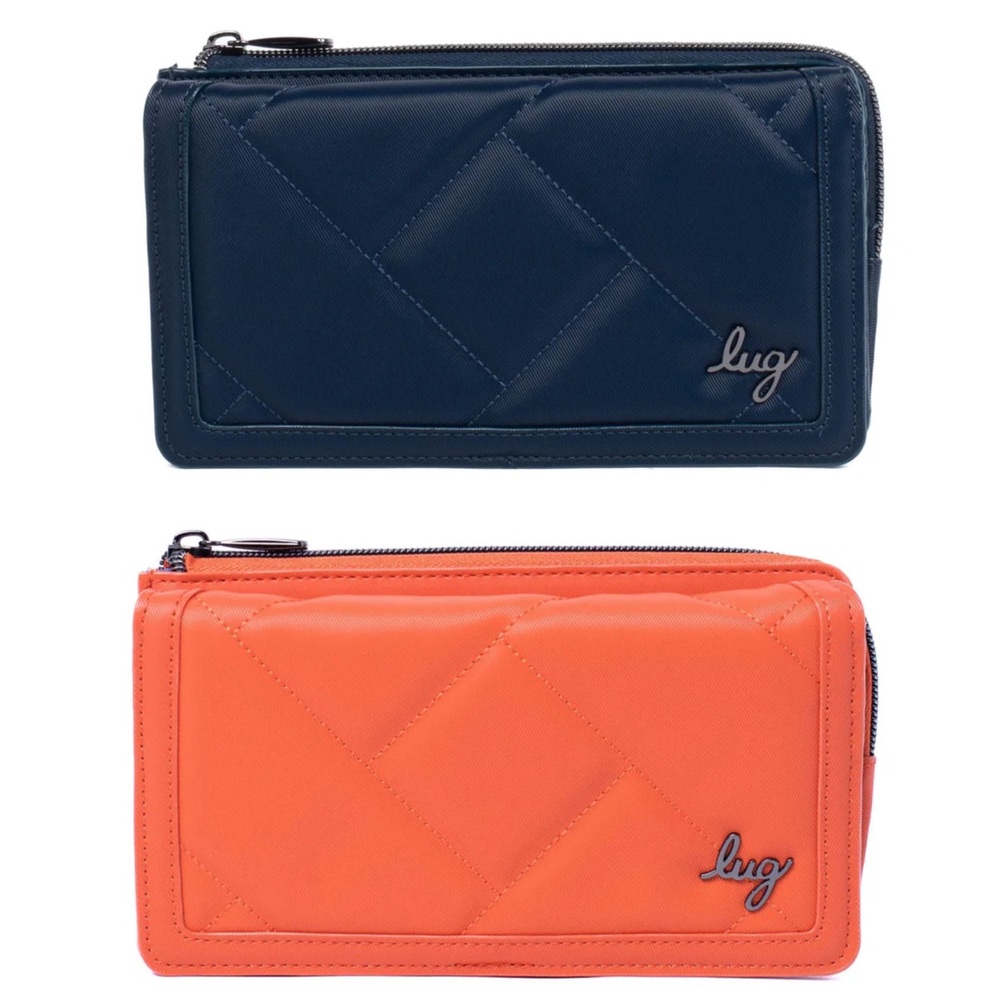 Lug Surrey Satin Luxe VL RFID Wallet NWT Papaya or Indigo
